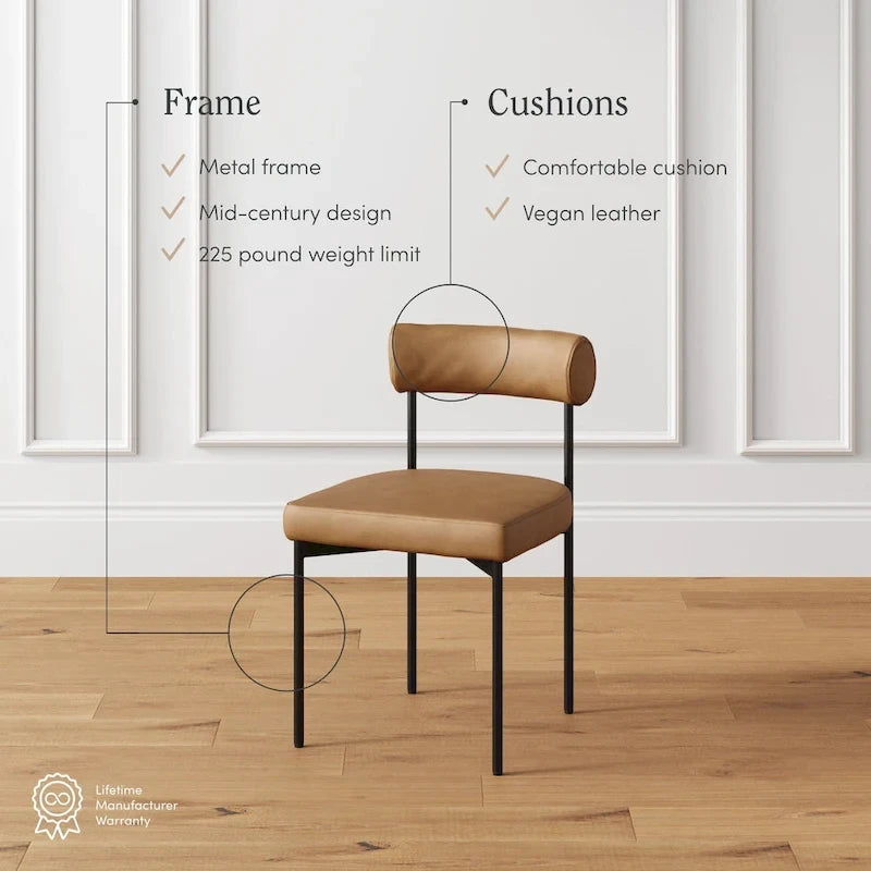 Nathan James Dahlia Counter Height Barstool or Dining Chair with Back and Upholstered Cushion