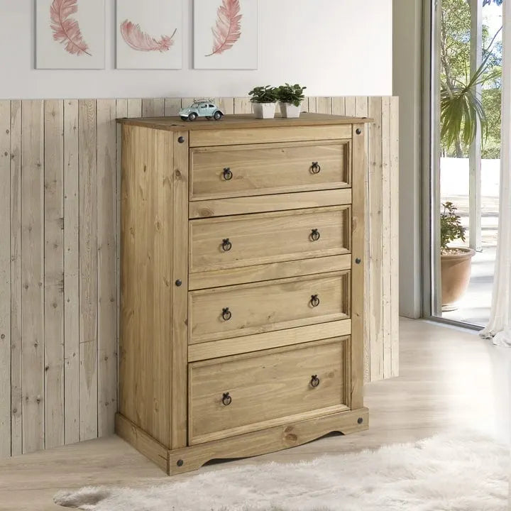 Wood Dresser 4 Drawers Chest Corona