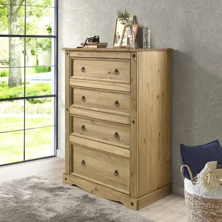 Wood Dresser 4 Drawers Chest Corona