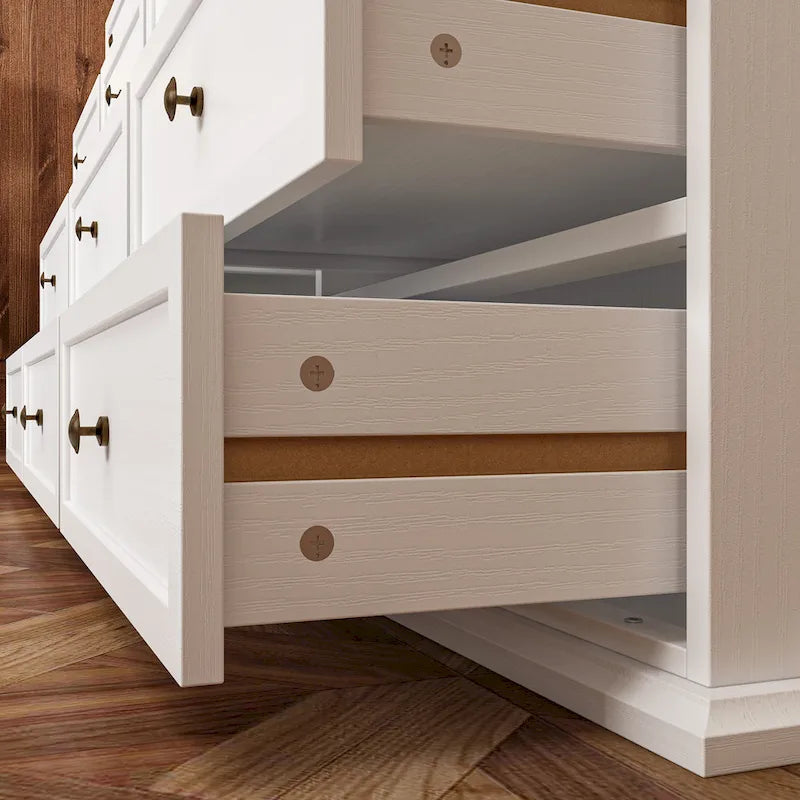 Chic Brown and White Dresser with Ample Storage Space Side Table