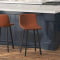 Set of 2 Armless Upholstered Metal Counter Stools