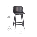Set of 2 Armless Upholstered Metal Counter Stools
