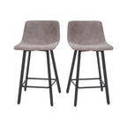 Set of 2 Armless Upholstered Metal Counter Stools