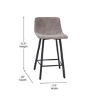 Set of 2 Armless Upholstered Metal Counter Stools