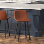Set of 2 Armless Upholstered Metal Counter Stools