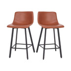 Set of 2 Armless Upholstered Metal Counter Stools