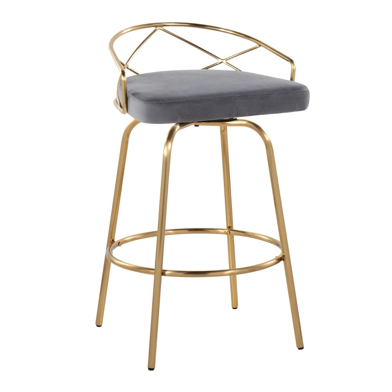 Silver Orchid Charlotte Glam 26 Fixed-Height Counter Stool (Set of 2)
