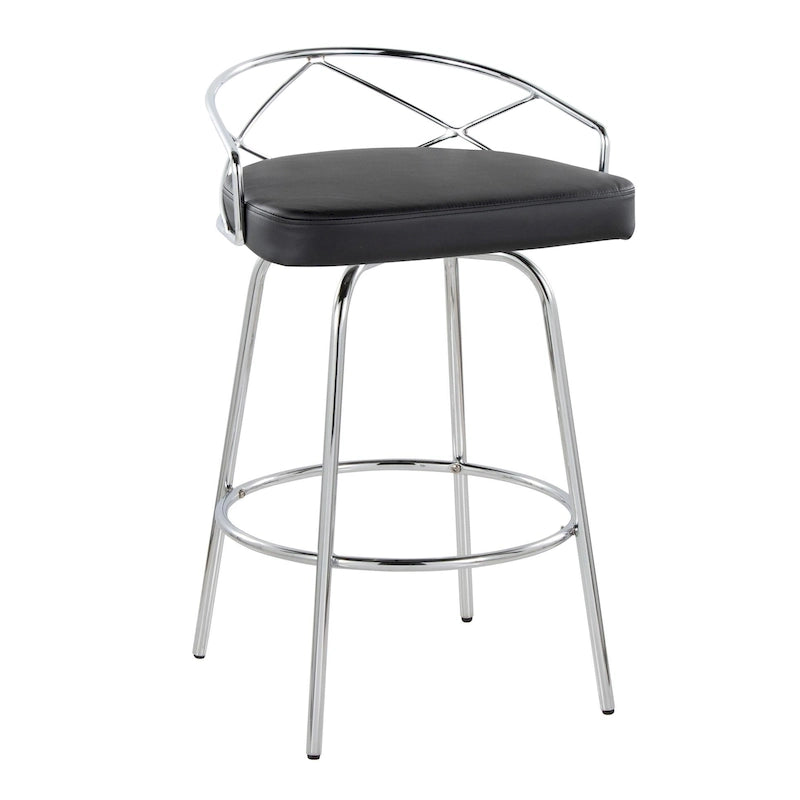 Silver Orchid Charlotte Glam 26 Fixed-Height Counter Stool (Set of 2)