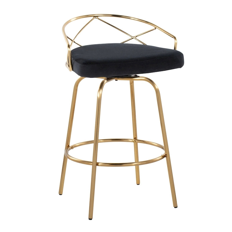 Silver Orchid Charlotte Glam 26 Fixed-Height Counter Stool (Set of 2)