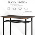 HOMCOM 3 Piece Bar Height Dining Furniture Set with 1 Table, 2 Matching Stools and Metal Frame Footrest