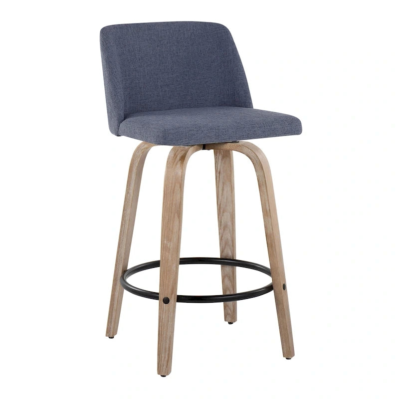 Carson Carrington Vallberga 26 Fixed-Height Counter Stool With Whitewashed Wood Base (Set of 2)