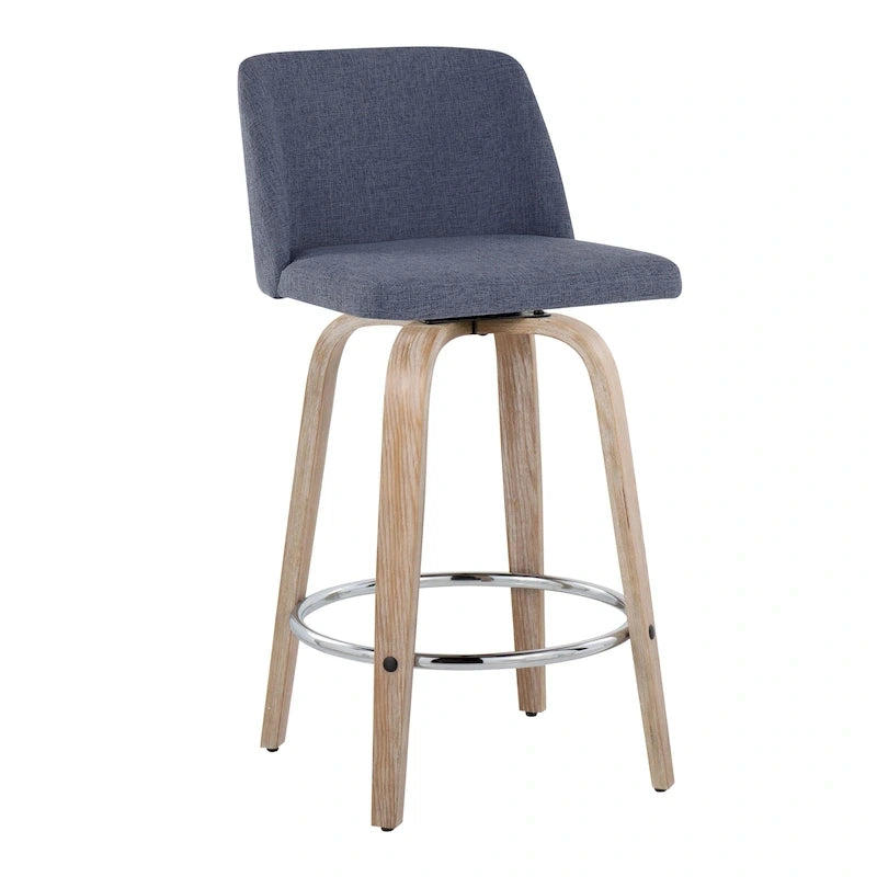 Carson Carrington Vallberga 26 Fixed-Height Counter Stool With Whitewashed Wood Base (Set of 2)