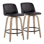 Carson Carrington Vallberga 26 Fixed-Height Counter Stool With Whitewashed Wood Base (Set of 2)
