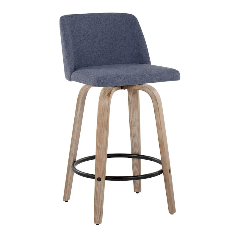 Carson Carrington Vallberga 26 Fixed-Height Counter Stool With Whitewashed Wood Base (Set of 2)