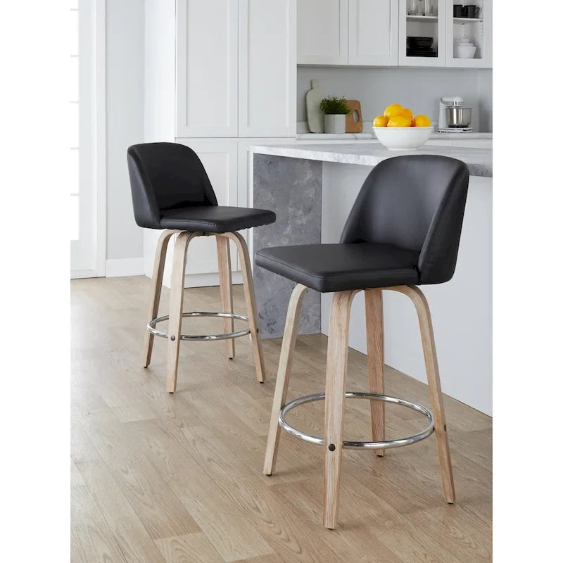 Carson Carrington Vallberga 26 Fixed-Height Counter Stool With Whitewashed Wood Base (Set of 2)