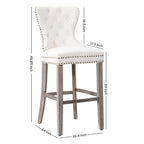 Carter 29  Wingback Tufted Nailhead Bar Stool (Set of 2), Antique Grey Legs