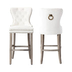 Carter 29  Wingback Tufted Nailhead Bar Stool (Set of 2), Antique Grey Legs