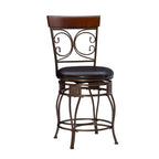 Onyx Big & Tall 360 Swivel Metal and Wood Scroll Counter Stool
