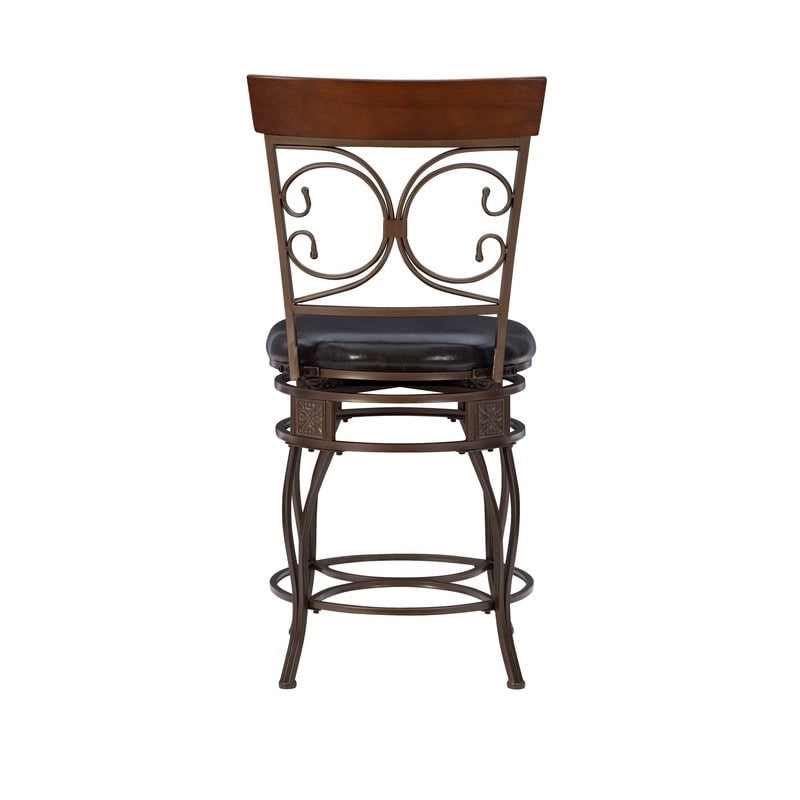Onyx Big & Tall 360 Swivel Metal and Wood Scroll Counter Stool