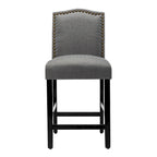 24 Inches Fabric Upholstered Nailhead Trim Counter Height Bar stools with Back Set of 2