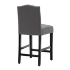24 Inches Fabric Upholstered Nailhead Trim Counter Height Bar stools with Back Set of 2
