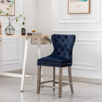 Carter 24  Wingback Tufted Nailhead Counter Stool with Antique Grey Legs
