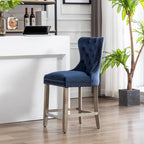 Carter 24  Wingback Tufted Nailhead Counter Stool with Antique Grey Legs