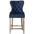 Carter 24  Wingback Tufted Nailhead Counter Stool with Antique Grey Legs