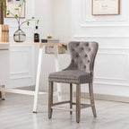 Carter 24  Wingback Tufted Nailhead Counter Stool with Antique Grey Legs