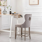 Carter 24  Wingback Tufted Nailhead Counter Stool with Antique Grey Legs