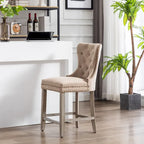 Carter 24  Wingback Tufted Nailhead Counter Stool with Antique Grey Legs