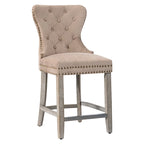 Carter 24  Wingback Tufted Nailhead Counter Stool with Antique Grey Legs