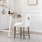 Carter 24  Wingback Tufted Nailhead Counter Stool with Antique Grey Legs