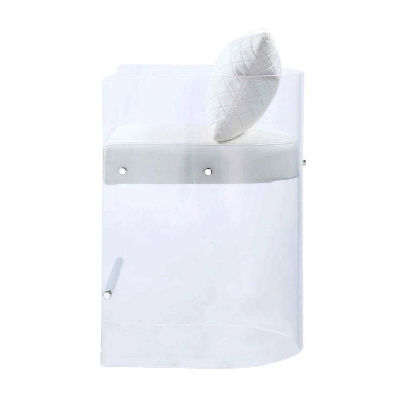 Somette Acrylic Counter Height Stool with Plush White Upholstery - N/A