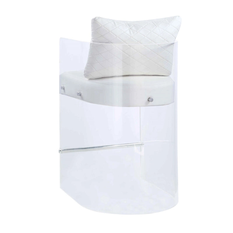 Somette Acrylic Counter Height Stool with Plush White Upholstery - N/A