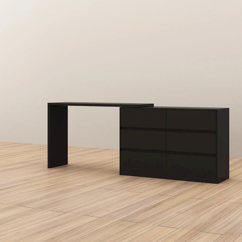 Makeup Desk Rotating Dresser and Desk 6 Drawer Dresser Vanity Makeup