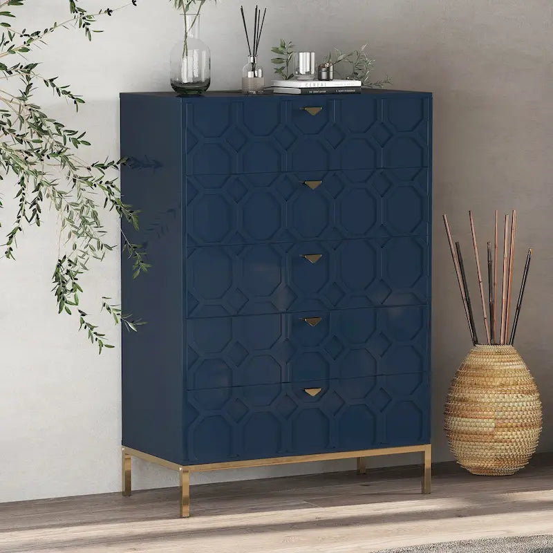 Clihome Wooden 5-Drawer Storage Chest
