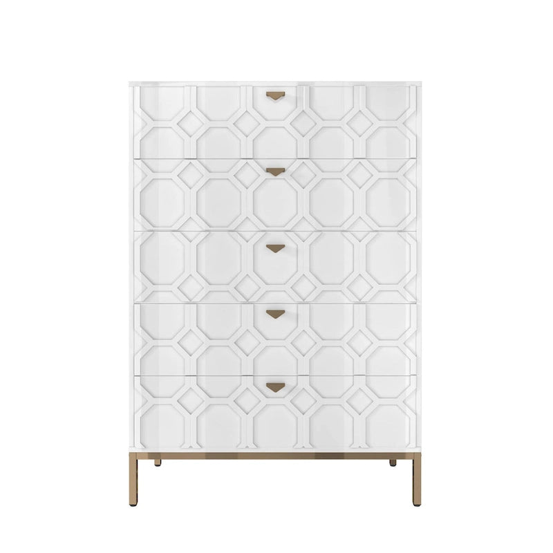 Clihome Wooden 5-Drawer Storage Chest