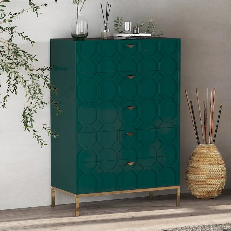 Clihome Wooden 5-Drawer Storage Chest