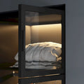 Lighted Modern Glass Door Wardrobe Armoire with Ample Storage - 47.2 