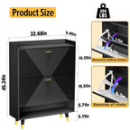 Black Shoe Storage Cabinet with 2flip Drawers, Entrance Shoe Rack Cabinet