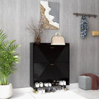 Black Shoe Storage Cabinet with 2flip Drawers, Entrance Shoe Rack Cabinet