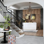 8 Drawer Double Dresser Dresser w/High Gloss Drawers Dual Chest Light