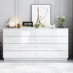 8 Drawer Double Dresser Dresser w/High Gloss Drawers Dual Chest Light