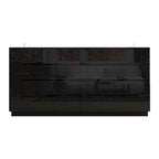 8 Drawer Double Dresser Dresser w/High Gloss Drawers Dual Chest Light