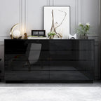 8 Drawer Double Dresser Dresser w/High Gloss Drawers Dual Chest Light