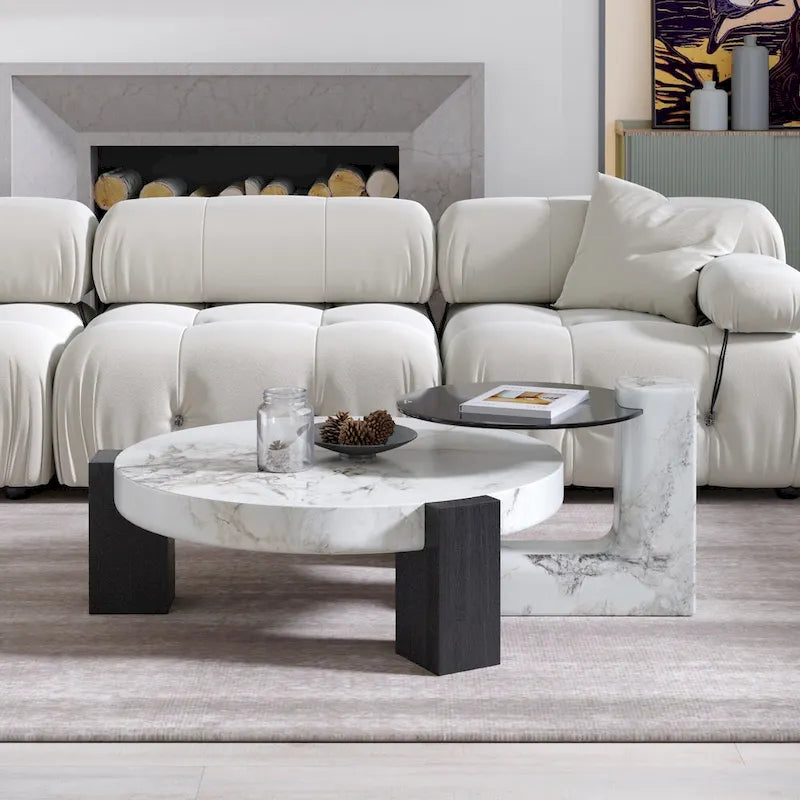 Set of 2 Round Nesting Coffee Table Set