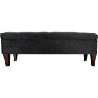Brooke 10 Button Tuft Charcoal Upholstered Long Storage Bench Ottoman