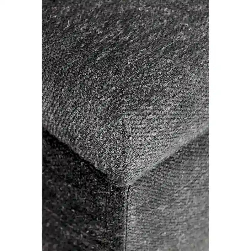 Brooke 10 Button Tuft Charcoal Upholstered Long Storage Bench Ottoman