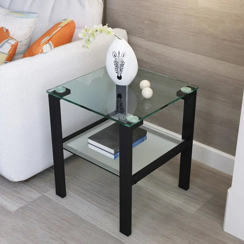 Glass two layer corner table
